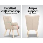 Artiss Armchair Set with Ottoman Beige Lansar - Image 6