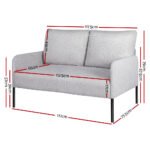 Artiss Armchair 2-Seater Sofa Pillow Linen Grey - Image 2