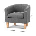 Artiss Armchair Tub Chair Grey Abby - Image 2