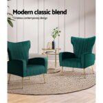 Artiss Armchair Green Velvet Kate - Image 4