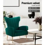 Artiss Armchair Green Velvet Kate - Image 6