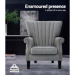 Artiss Armchair Wingback Grey Andrew - Image 4
