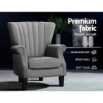 Artiss Armchair Wingback Grey Andrew - Image 5