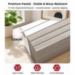 HYGGO Bedside Table Drawer Nightstand Light Gray Wood Grain 3 Drawers Wooden Knobs - Image 5