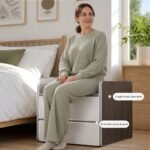 HYGGO Bedside Table Drawer Nightstand Light Gray Wood Grain 3 Drawers Wooden Knobs - Image 8