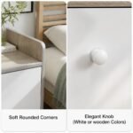 HYGGO Bedside Table Drawer Nightstand Light Gray Wood Grain 3 Drawers Wooden Knobs - Image 9