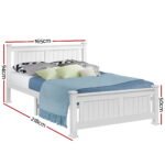 Artiss Bed Frame Queen Size Wooden White RIO - Image 2