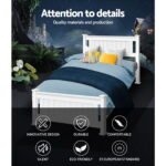 Artiss Bed Frame Single Size Wooden White RIO - Image 4
