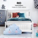 Artiss Bed Frame Single Size Wooden with 2 Drawers White RIO - Image 6