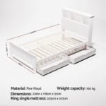 Artiss Bed Frame King Single Size Wooden with 2 Storage Drawers White - Image 2