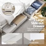 Artiss Bed Frame King Single Size Wooden with 2 Storage Drawers White - Image 3
