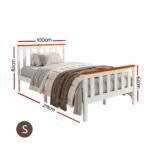 Artiss Bed Frame Single Size Wooden White PONY - Image 2
