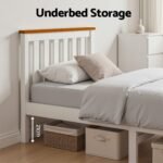 Artiss Bed Frame Single Size Wooden White PONY - Image 4