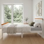 Artiss Bed Frame Single Size Wooden White PONY - Image 6