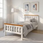 Artiss Bed Frame Single Size Wooden White PONY - Image 7