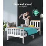 Artiss Bed Frame Single Size Wooden White PONY - Image 8