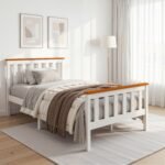 Artiss Bed Frame Single Size Wooden White PONY - Image 9