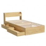 Artiss King Single Bed Frame with 2 Drawers Platform Bed with Headboard Bed Base with USB Ports Natural - Image 9