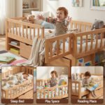 Artiss Kids Single Bed Frame with 3 Storage Drawer Montessori Bed for Toddler Natural - Image 7