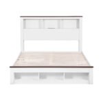 Artiss Queen Bed Frame with Storage Bookcase Headboard and Footboard White Wooden Platform Bed with Charging Station and Led Light Bedroom Furniture - Image 3