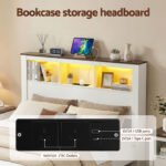 Artiss Queen Bed Frame with Storage Bookcase Headboard and Footboard White Wooden Platform Bed with Charging Station and Led Light Bedroom Furniture - Image 5