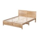 Artiss Bed Frame Queen Size Wooden Acacia Wood OATMEAL - Image 2