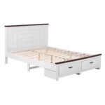 Artiss Double Wooden Bed Frame with 2 Drawer Platform Bed with 108cm Solid High Headboard White Bed Base for Bedroom Easy Assembly - Image 8