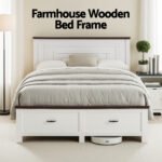 Artiss Queen Wooden Bed Frame with 2 Drawer Platform Bed with 108cm Solid High Headboard White Bed Base for Bedroom Easy Assembly - Image 4