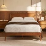 Artiss Bed Frame Queen Size Wooden Bed Base Walnut SPLAY