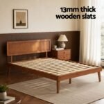 Artiss Bed Frame Queen Size Wooden Bed Base Walnut SPLAY - Image 7