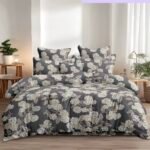 Grey Floral Comforter Set – 4 Piece