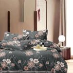 Elegant Charcoal Floral Quilt Cover Set – Blush Pink & Grey