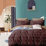 Valentine 6pc Super King Geometric Bedding Set – Burgundy