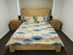Abstract Ethnic Print Cotton Flat Bedsheet with Pillowcases – Teal, Mustard & Orange - Image 2