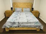 Grey & Teal Leaf Print Cotton Flat Bedsheet with Pillowcases - Image 2