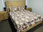 Tropical Floral Print Cotton Flat Bedsheet with Pillowcases – Brown, Cream & Blue