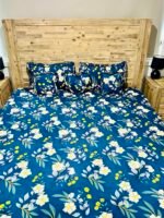 Valentine 6 Piece Super King Floral Bedding Set – Blue - Image 5