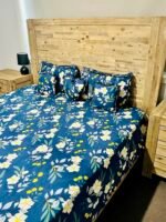 Valentine 6 Piece Super King Floral Bedding Set – Blue - Image 4